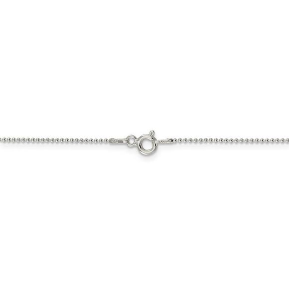 1 mm, Sterling Silver, Beaded Chain Anklet - 10 inch - Picture 3 of 6